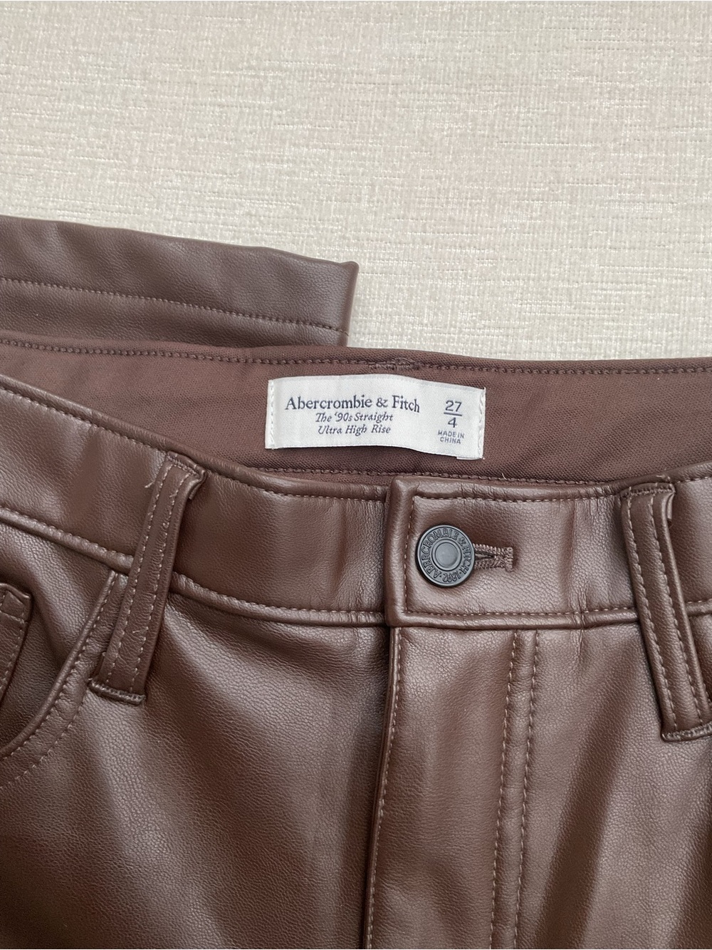 Abercrombie & Fitch Brown Faux Leather High-Rise Skinny Pants - Picture 4 of 7